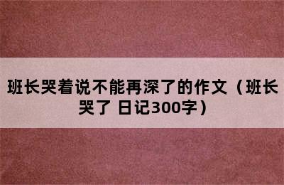 班长哭着说不能再深了的作文（班长哭了 日记300字）